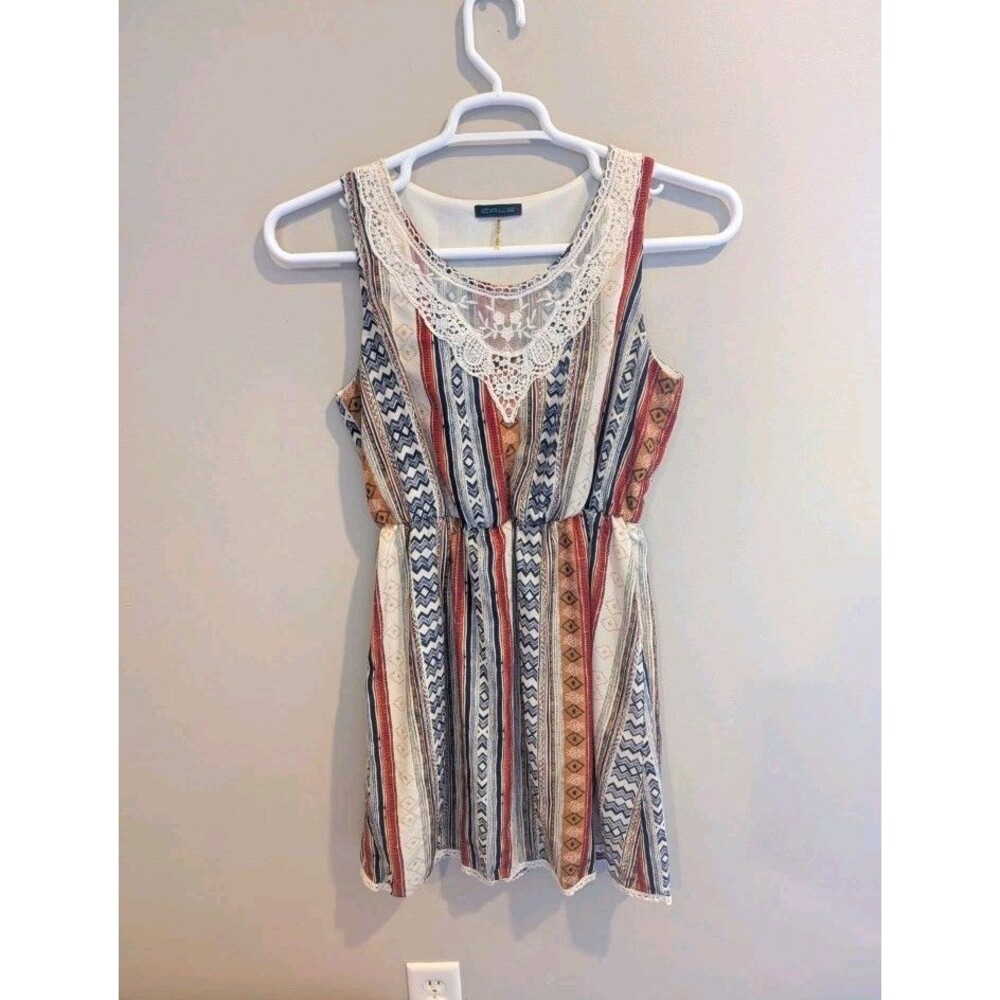 Cals Ivory Lace Crochet Dress Womens Sz L Beach Wedding Boho Aztec Vertical